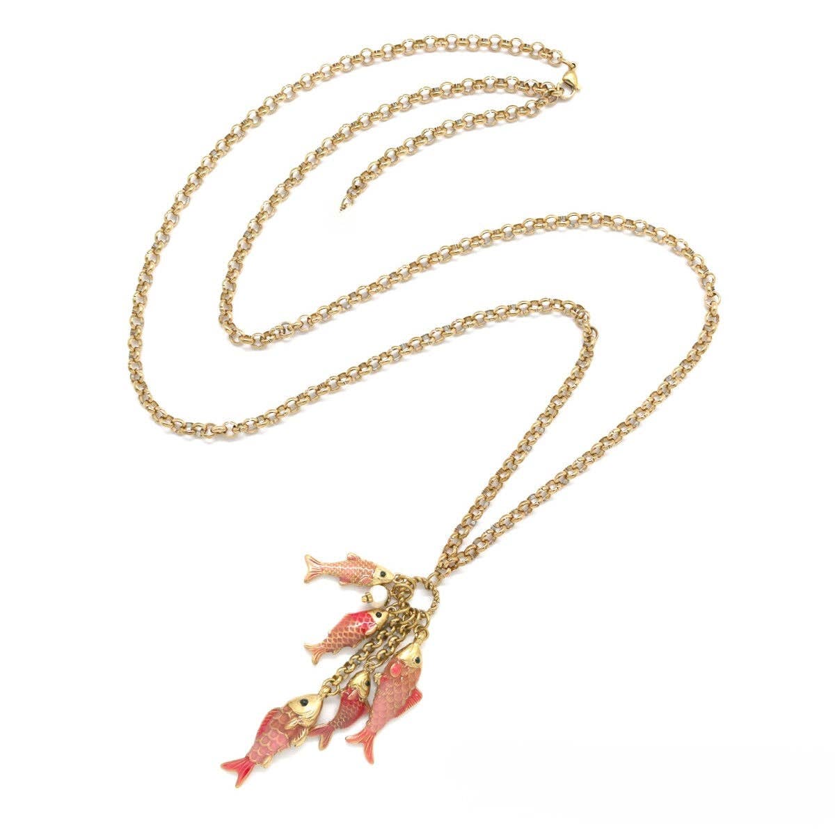 Five Fish Freshwater Pearl Long Chain Necklace - N2-2735C