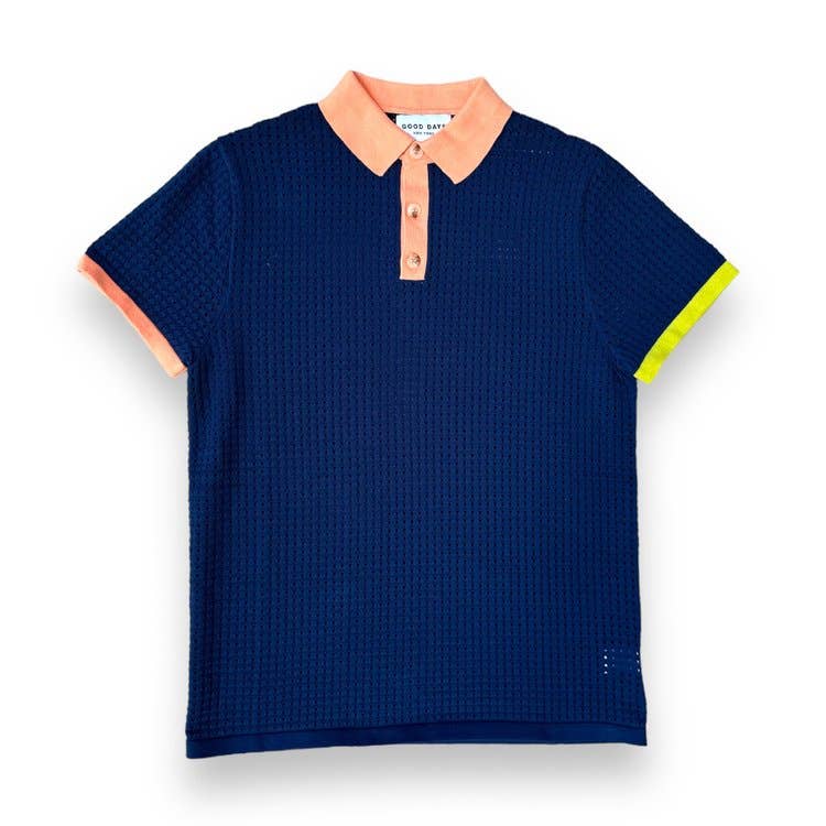 Good Days Open Knit Navy Polo