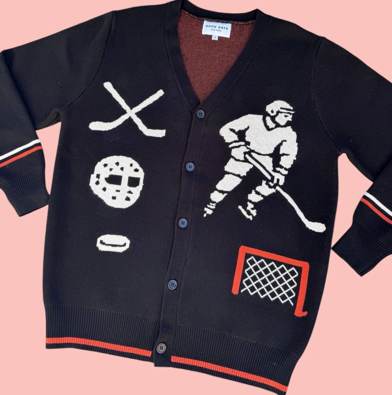 Good Days Rinkside Jacquard Knit Hockey Cardigan
