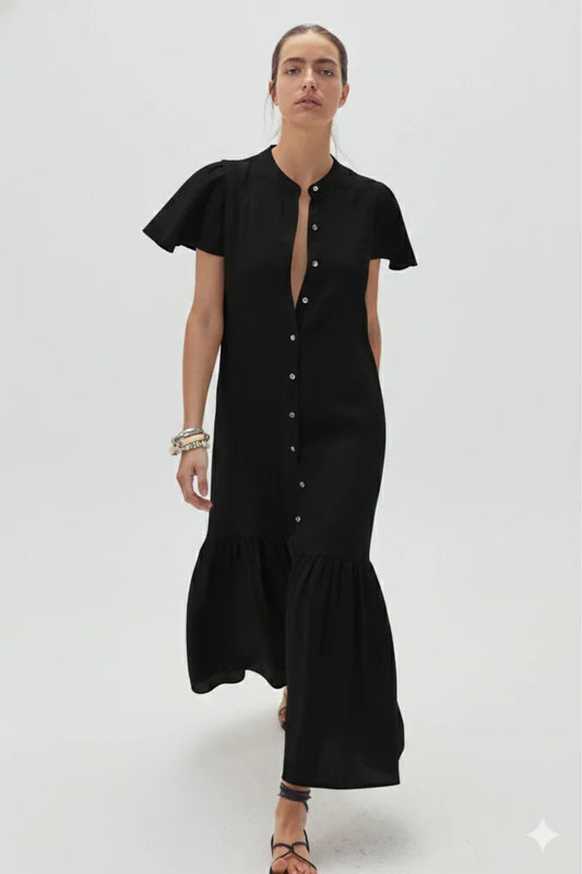 Lanhtropy Willow Linen Dress | Black