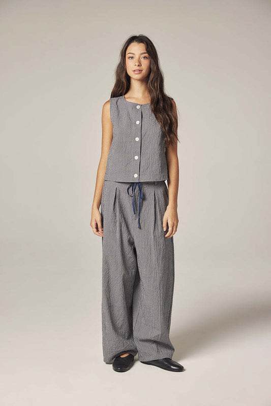 Amente Plaid Wide Leg Pants