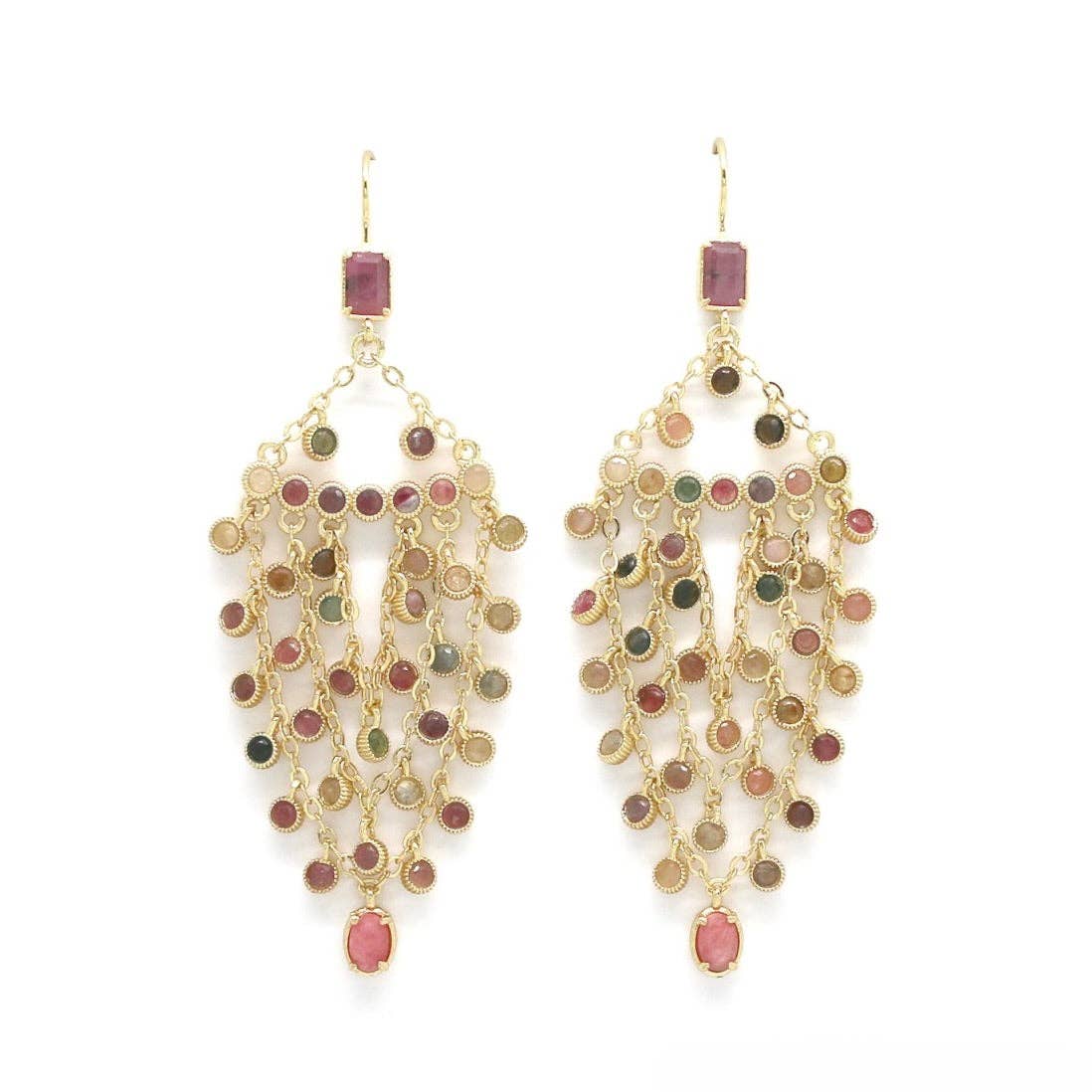 Tourmaline Ruby Chandelier Earrings - E4-437B