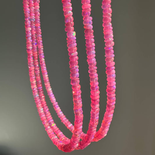 Anokhi Green Neon Pink Ethiopian Opal Necklace | Beaded Necklace | Opals