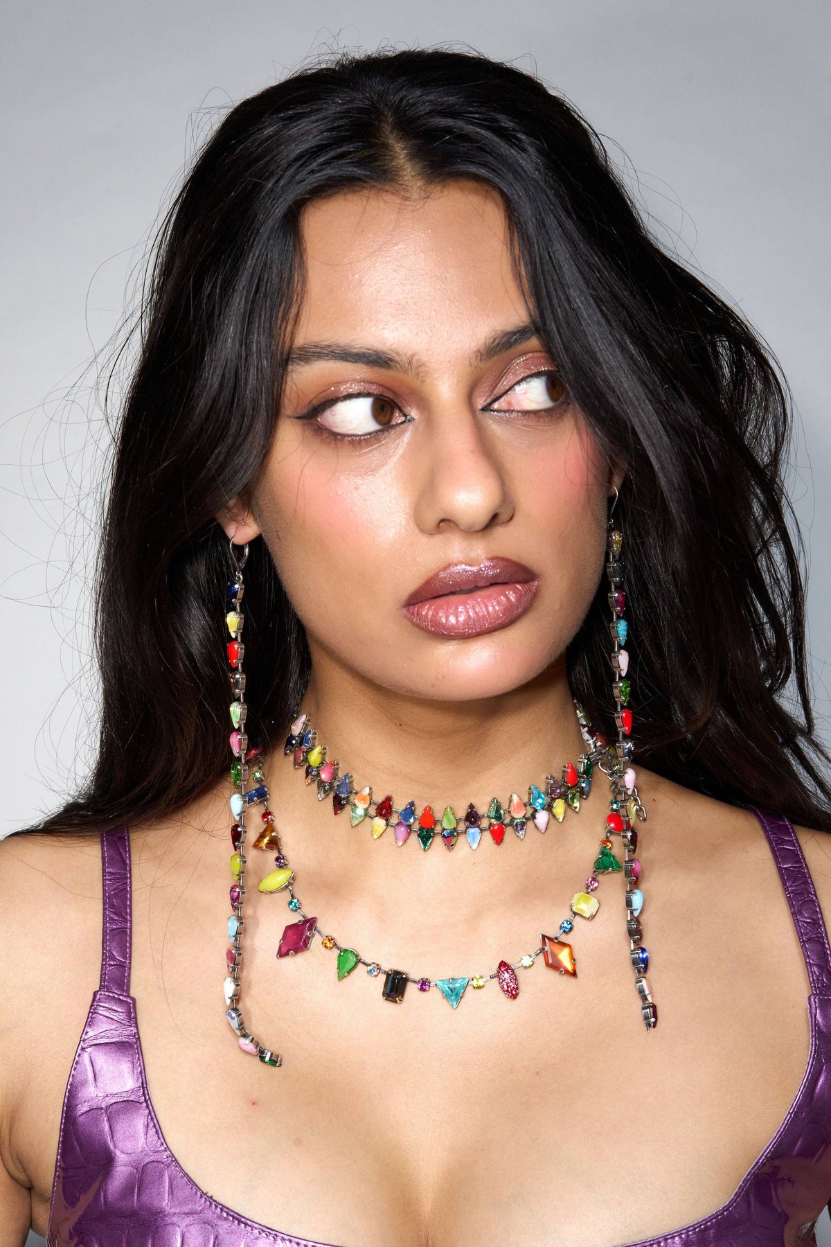 Vesper Obscura Layering Choker in Double Mini Aurora Fang Necklace
