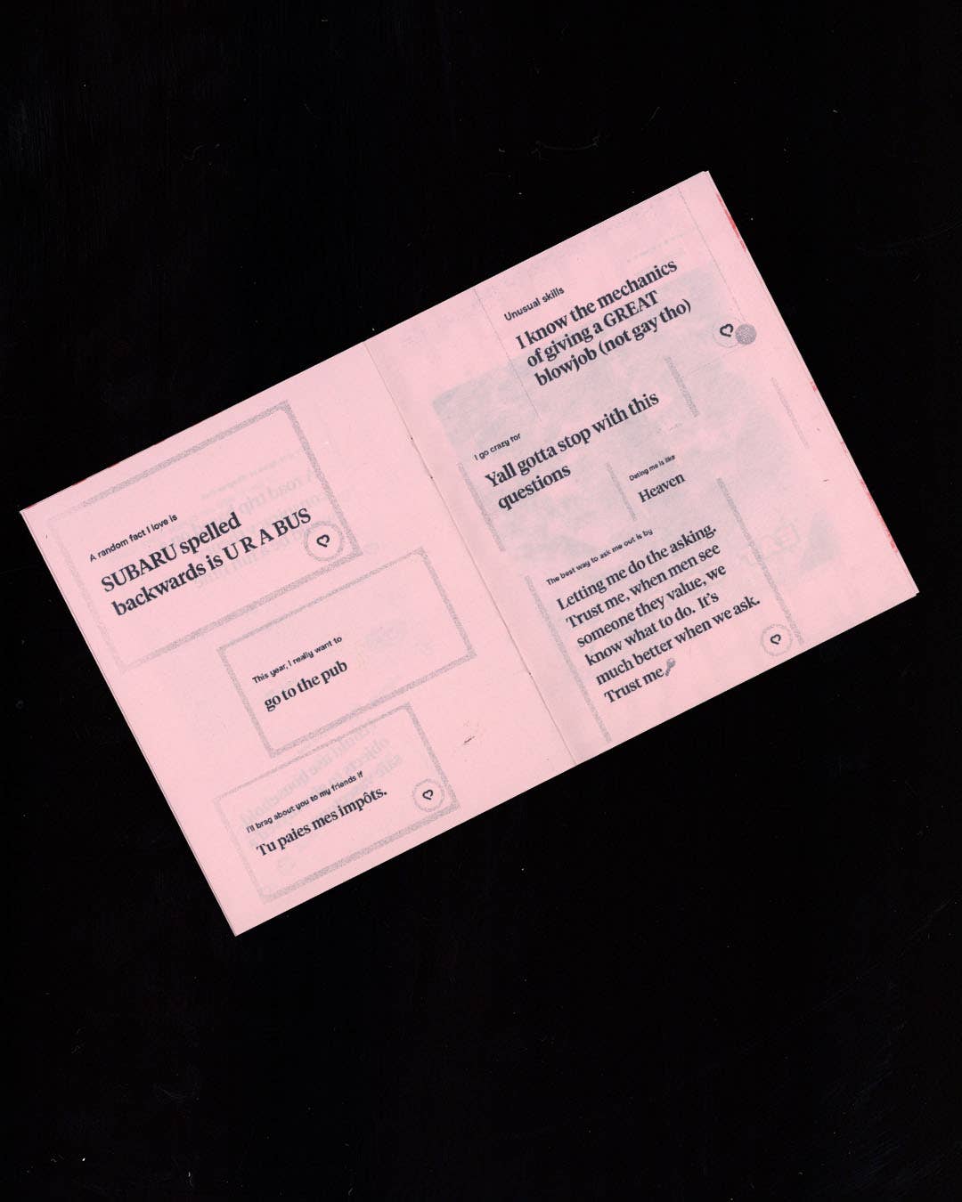 Bad Answer! A Risograph Printed Zine About Dating Apps