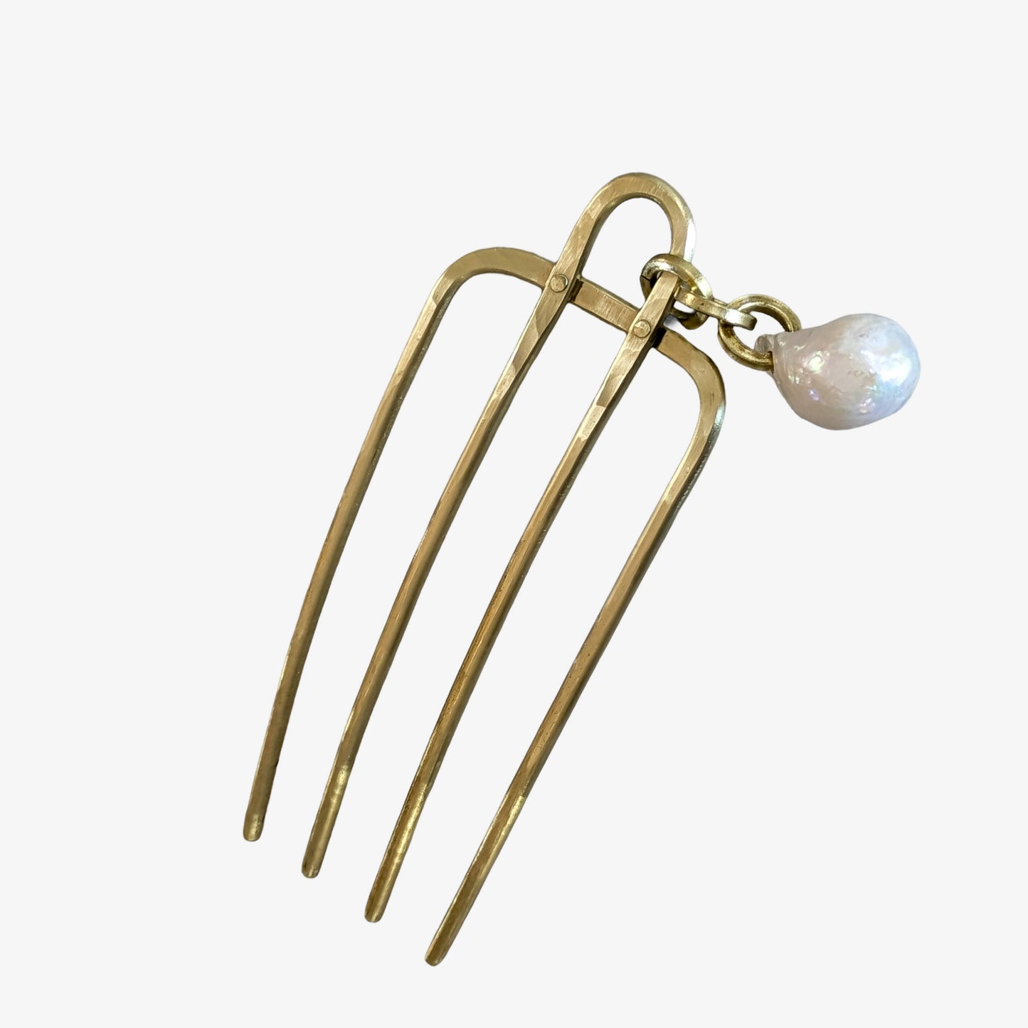 Brass Comb with Pearl Drop
