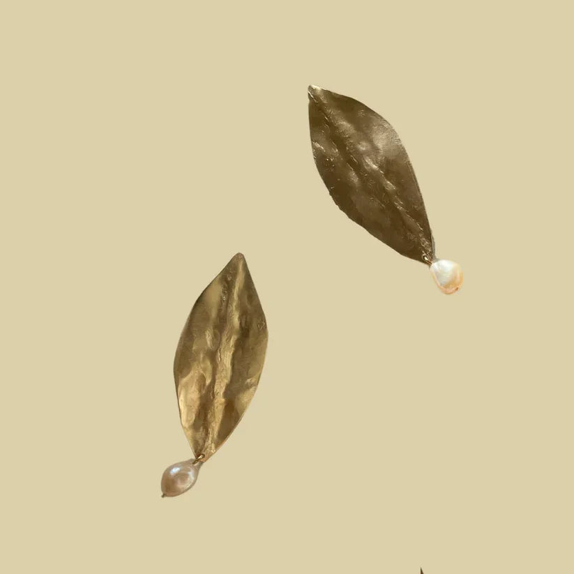 Avilla Jewelry Flora Earrings: Sterling Silver or Brass with Recycled Freshwater Pearl