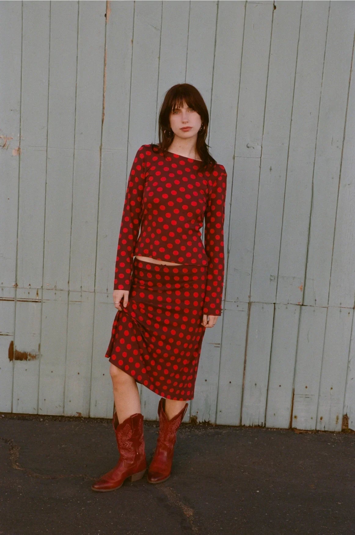 Rat Boi Bias Midi Skirt | Scarlet Dot