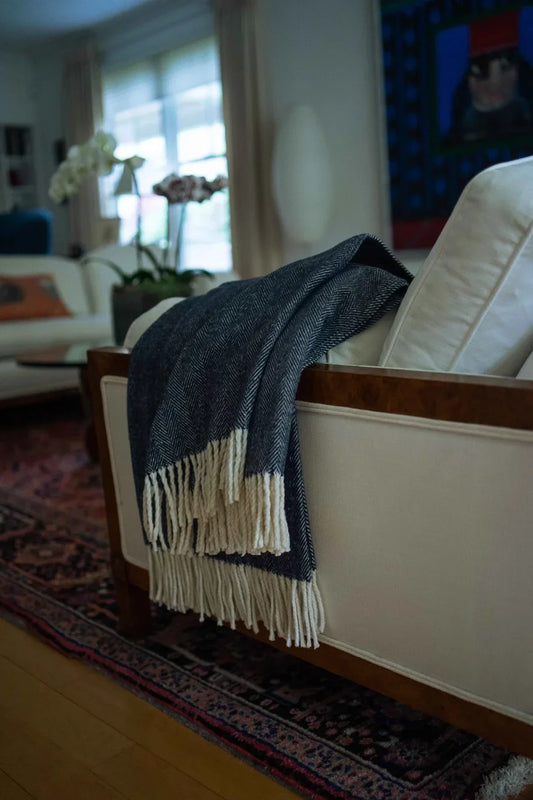 Evangeline Linens Cotton Herringbone Throw Blanket