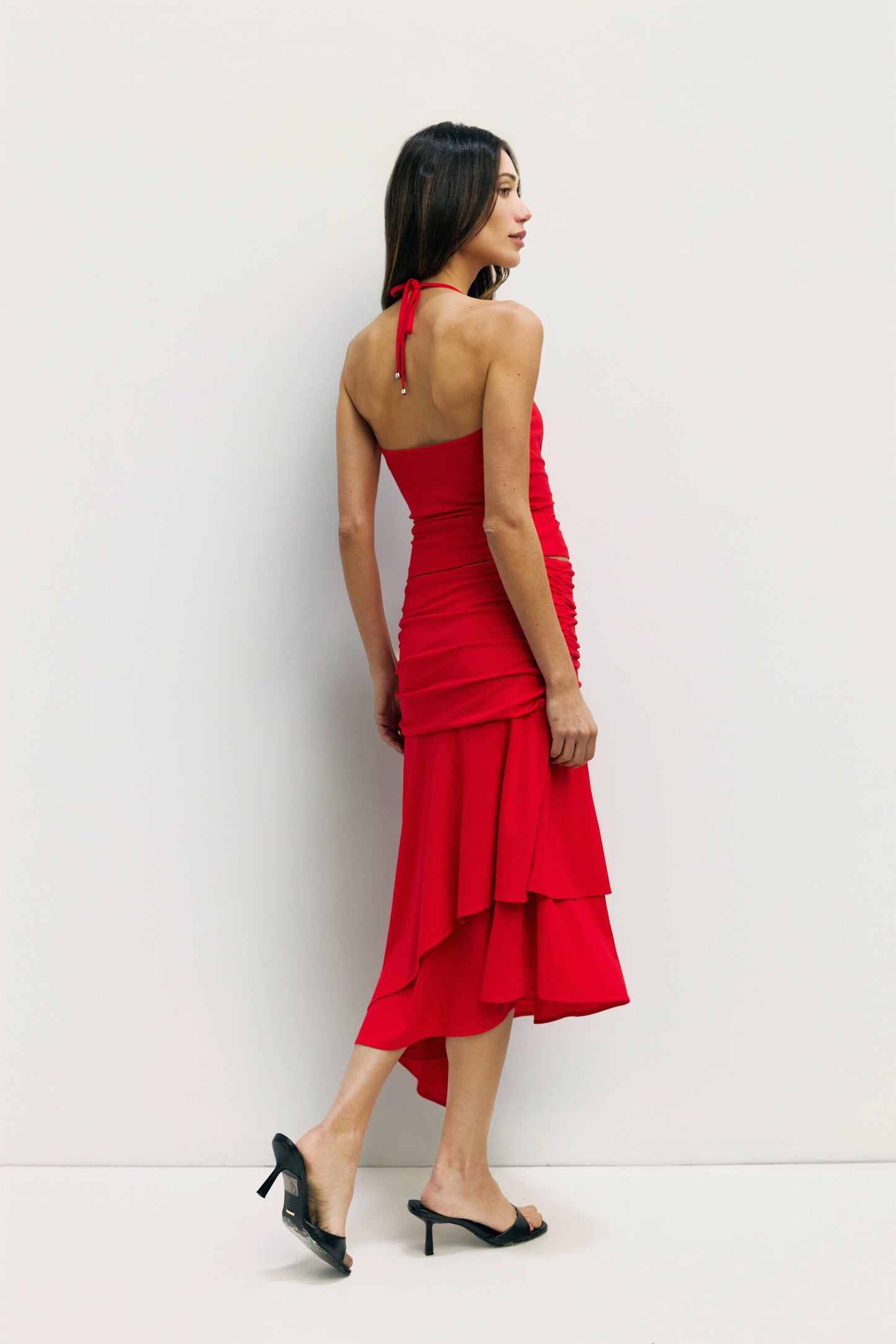 The Crystal Skirt | Ruched Asymmetrical Knit Skirt