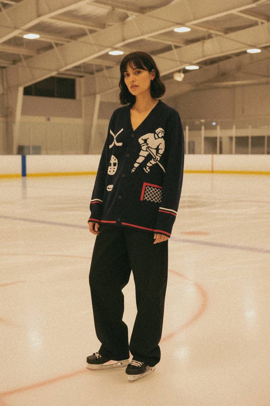 Good Days Rinkside Jacquard Knit Hockey Cardigan