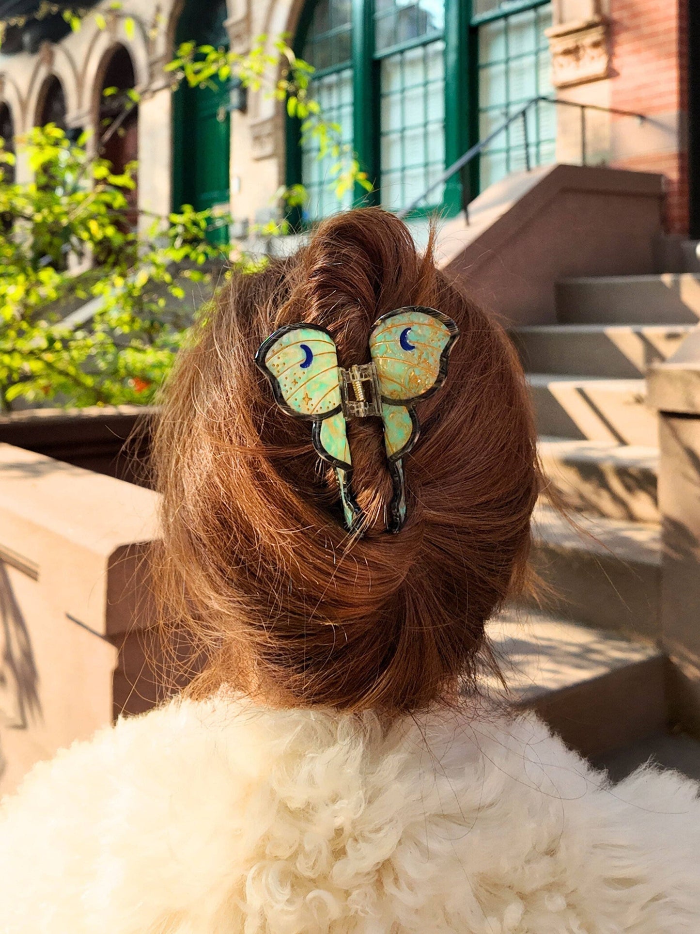 Solar Eclipse Hand-painted Luna Moth Claw Hair Clip | Eco-Friendly