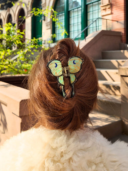 Solar Eclipse Hand-painted Luna Moth Claw Hair Clip | Eco-Friendly