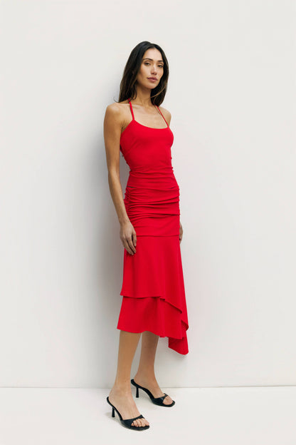 The Crystal Skirt | Ruched Asymmetrical Knit Skirt