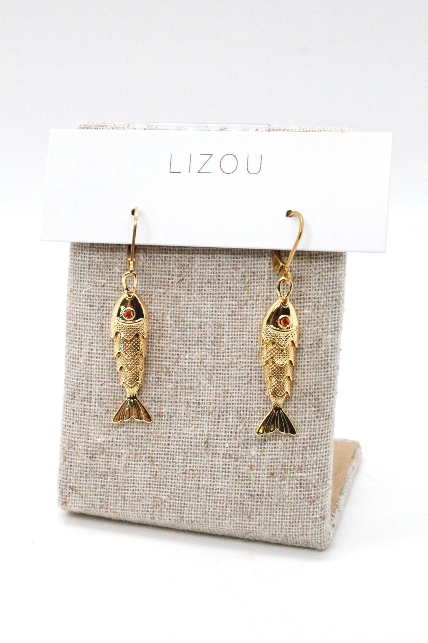 LIZOU Medium Articulated Gold Fish Earrings