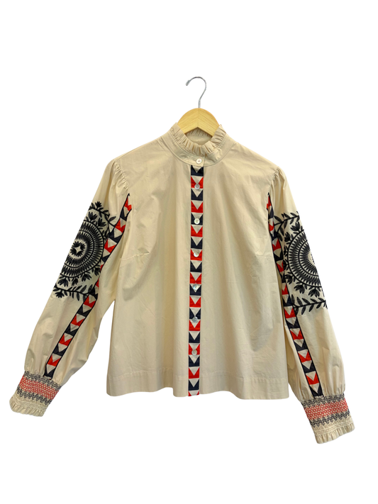 Hope for Flowers Embroidered Sleeve Shirt
