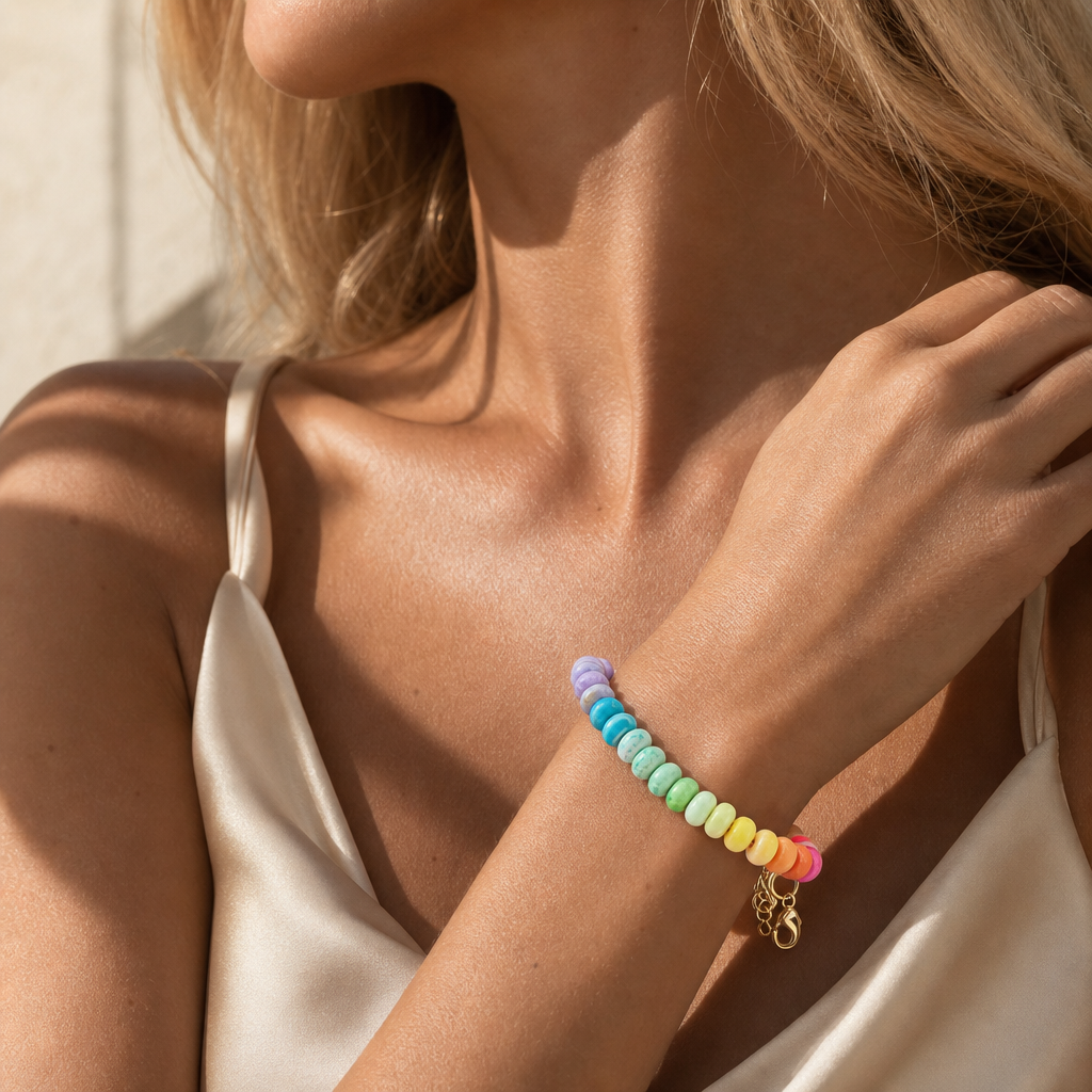 Pastel Rainbow Bracelet | Peruvian Opal | Beaded Bracelet