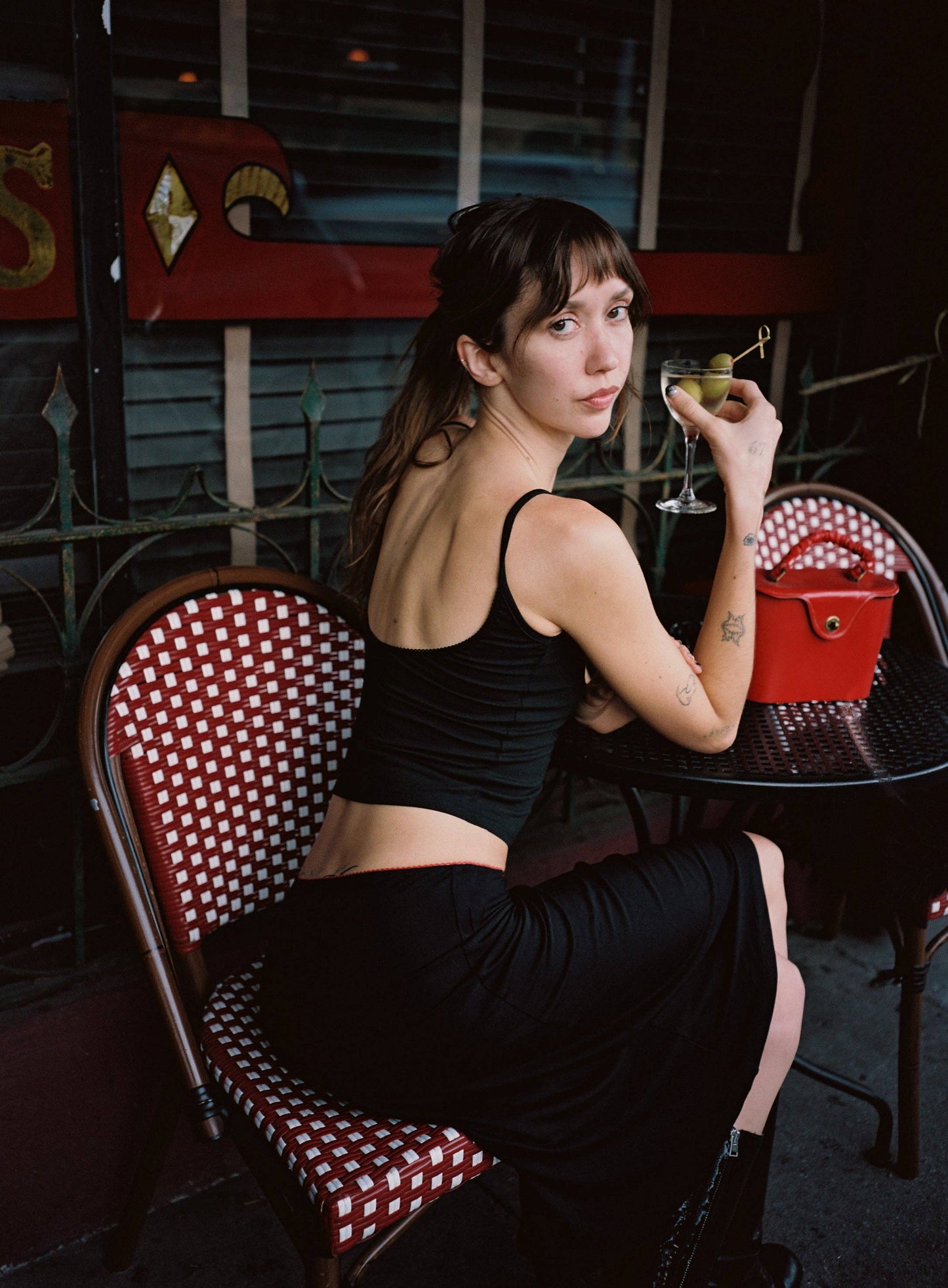 Rat Boi Bias Midi Slip Skirt | Onyx/Cherry
