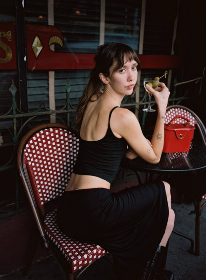 Rat Boi Bias Midi Slip Skirt | Onyx/Cherry