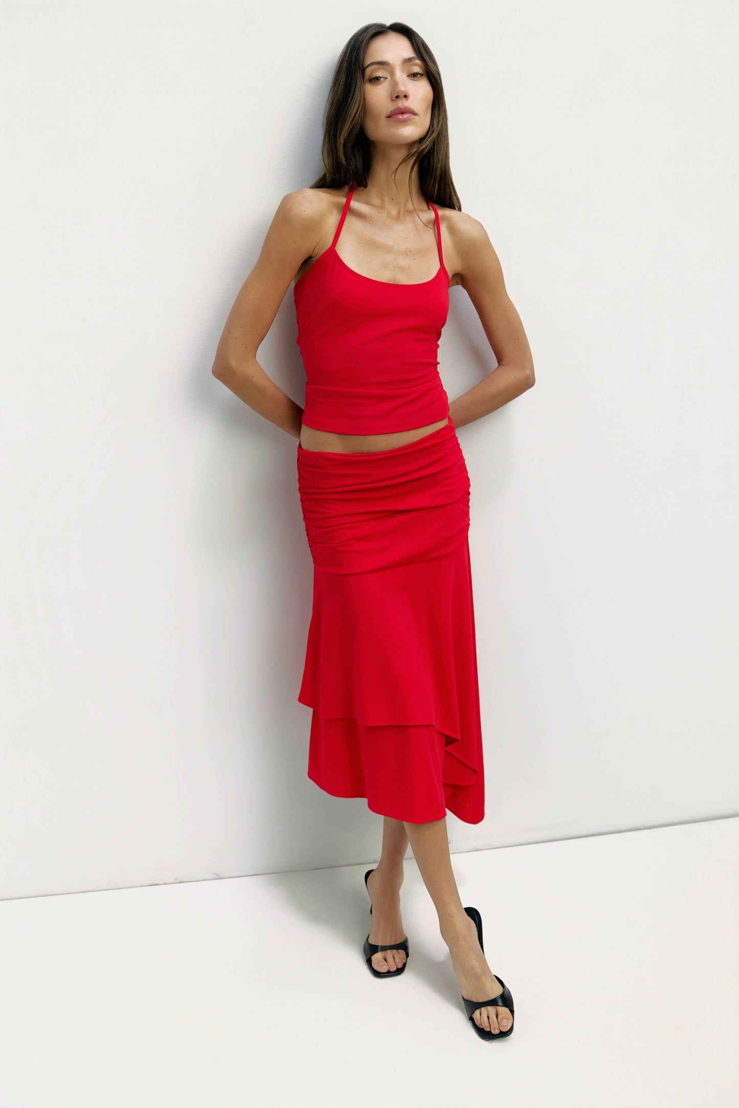 The Crystal Skirt | Ruched Asymmetrical Knit Skirt