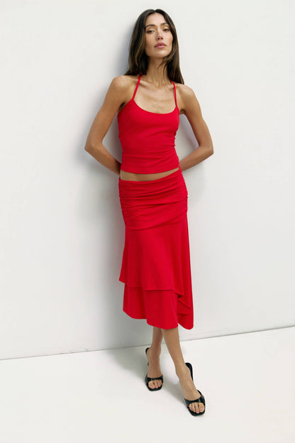 The Crystal Skirt | Ruched Asymmetrical Knit Skirt