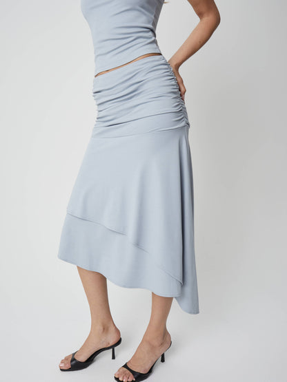 The Crystal Skirt | Ruched Asymmetrical Knit Skirt