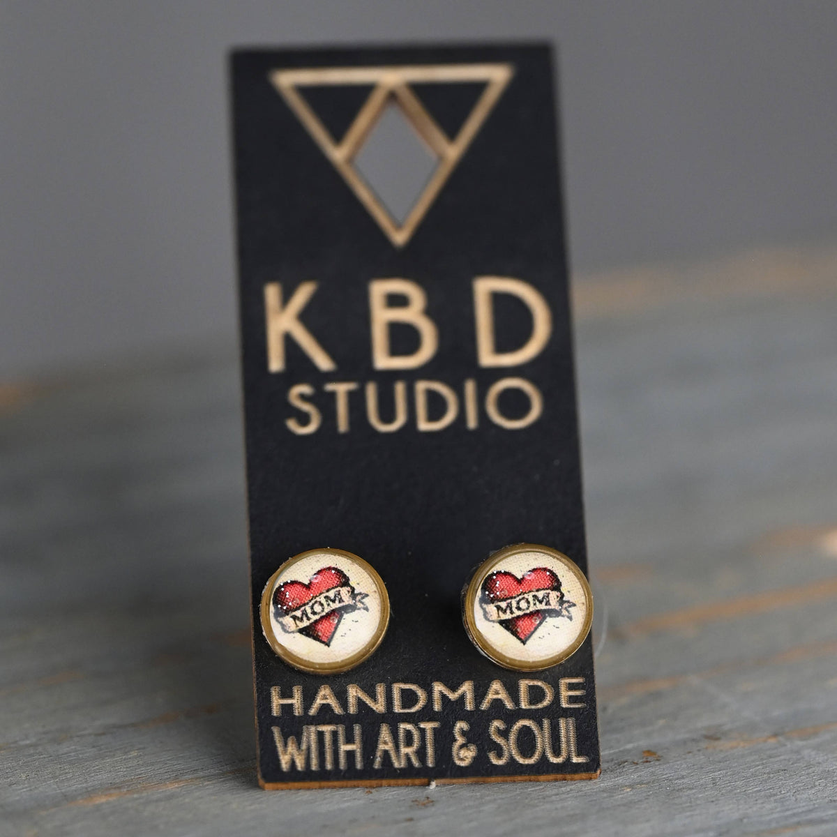 Tiny Picture Studs (Mom Heart Tattoo)