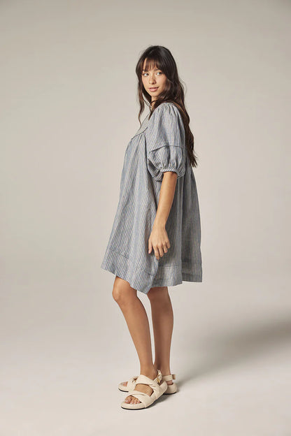 Amente Blue Stripe Yolk Dress