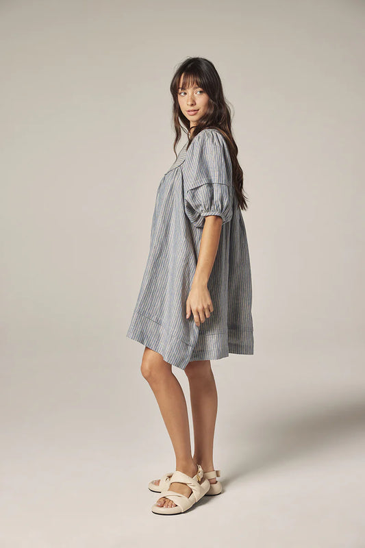Amente Blue Stripe Yolk Dress