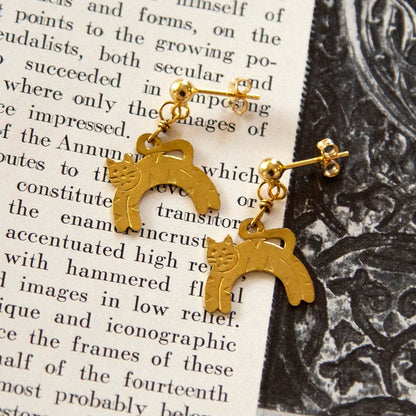 Kindred Objects Small Cat Charm Earrings (Gold or Silver)