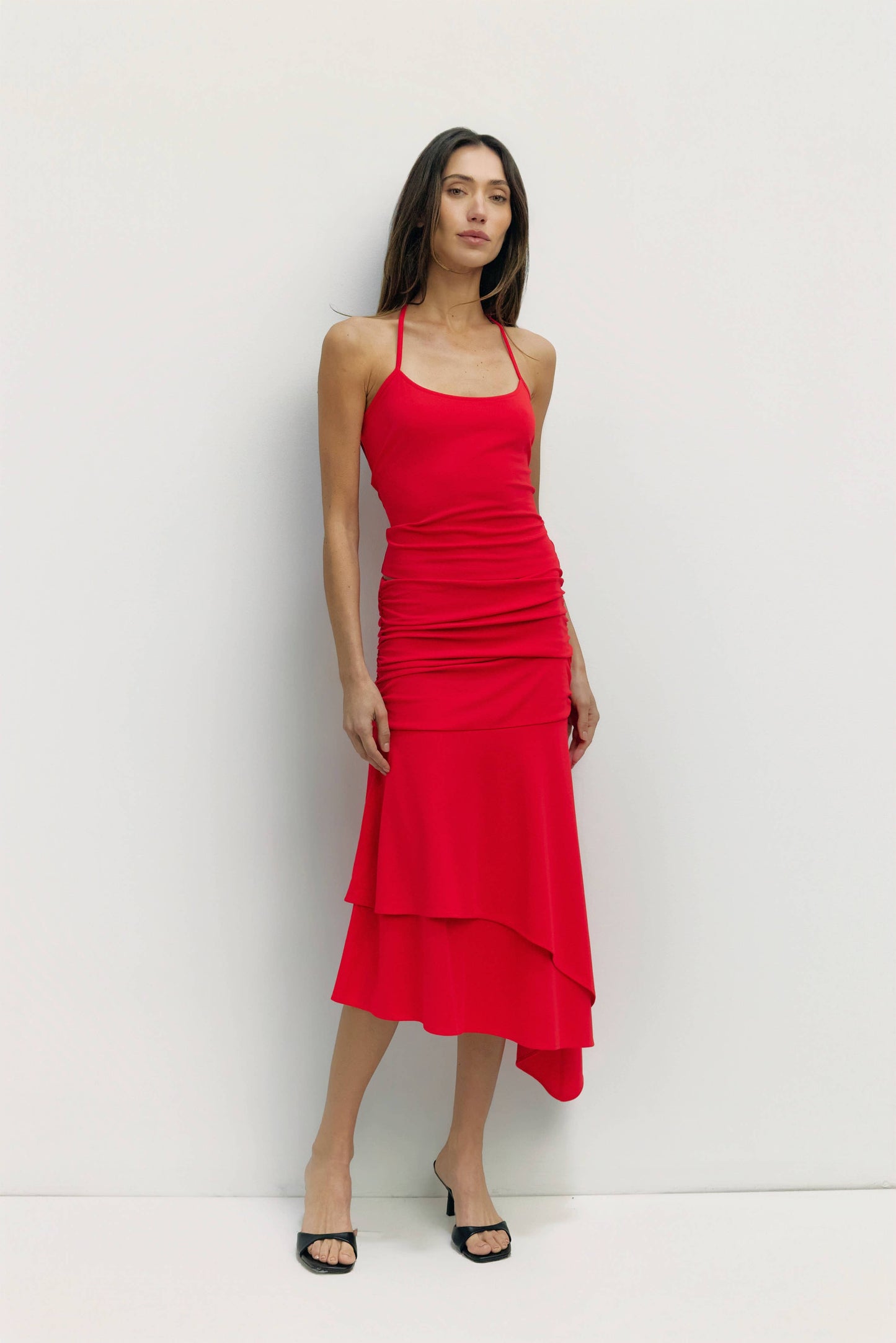 The Crystal Skirt | Ruched Asymmetrical Knit Skirt