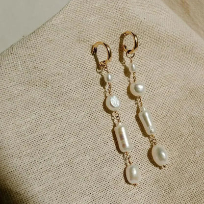 Dea Dia Pearl Hoop Drop Earrings