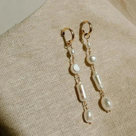 Dea Dia Pearl Hoop Drop Earrings