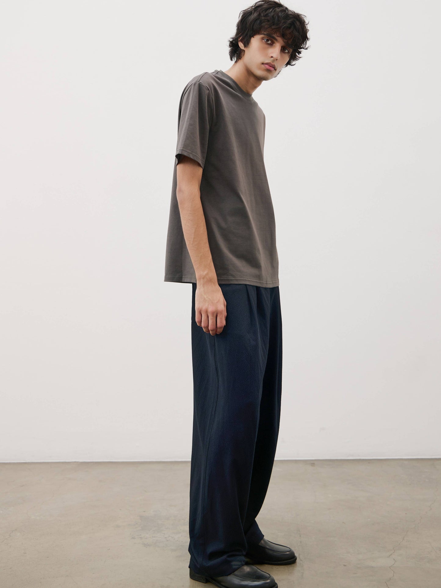 Common Market Cyrus Pants | Seersucker Barrel Pants with Pleats