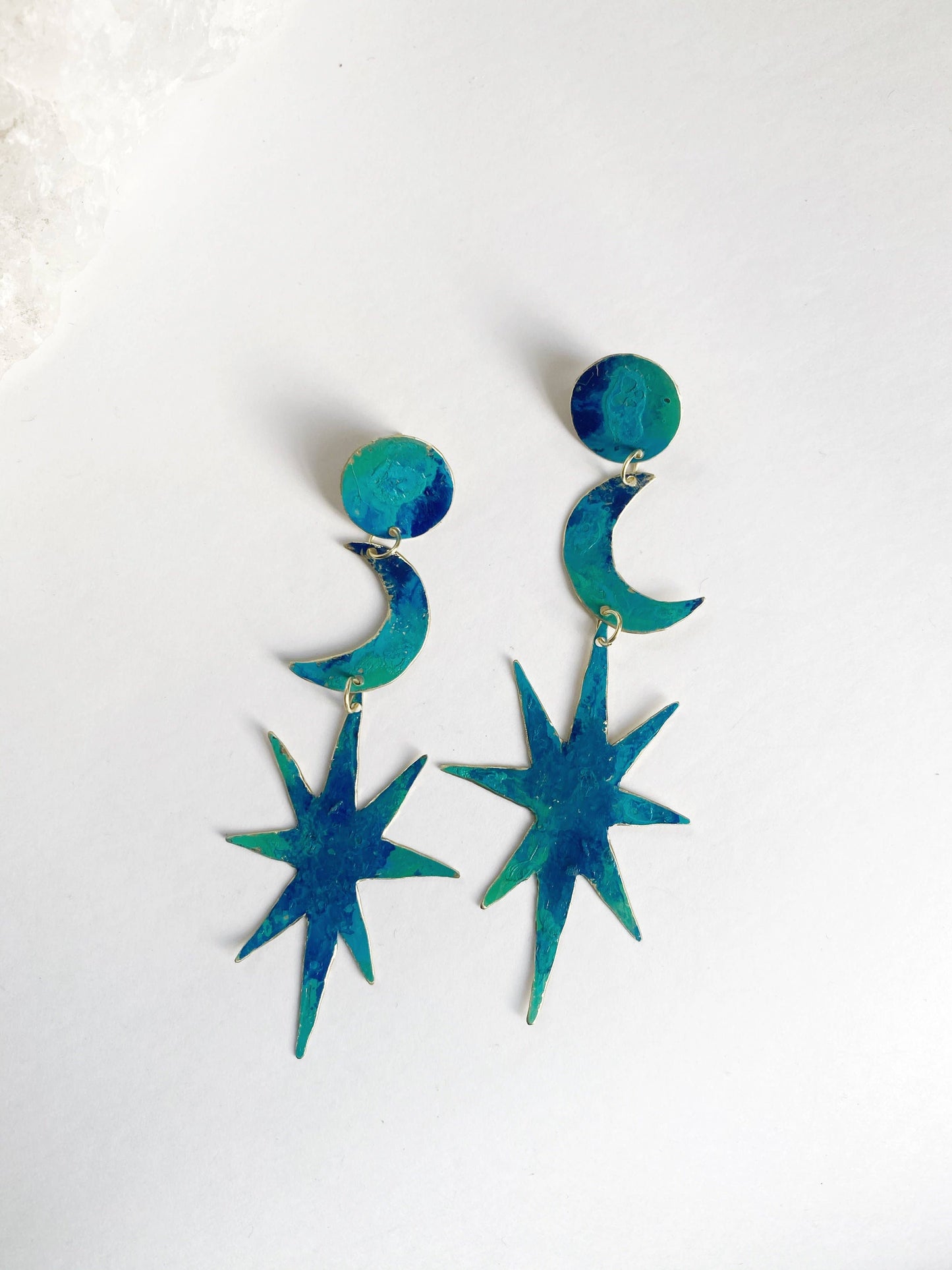 Dreamgaze Patina Moon And Star Earrings