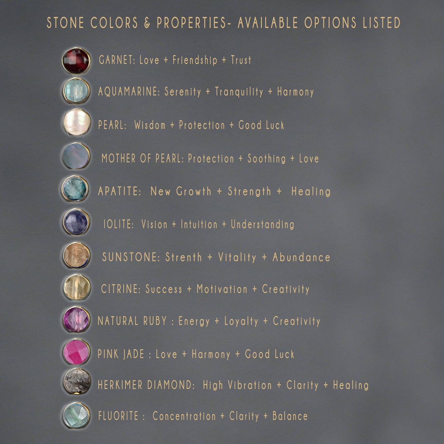 Semi Precious Hexagon Gemstone Studs (8mm gold)