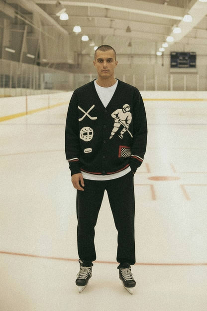 Good Days Rinkside Jacquard Knit Hockey Cardigan