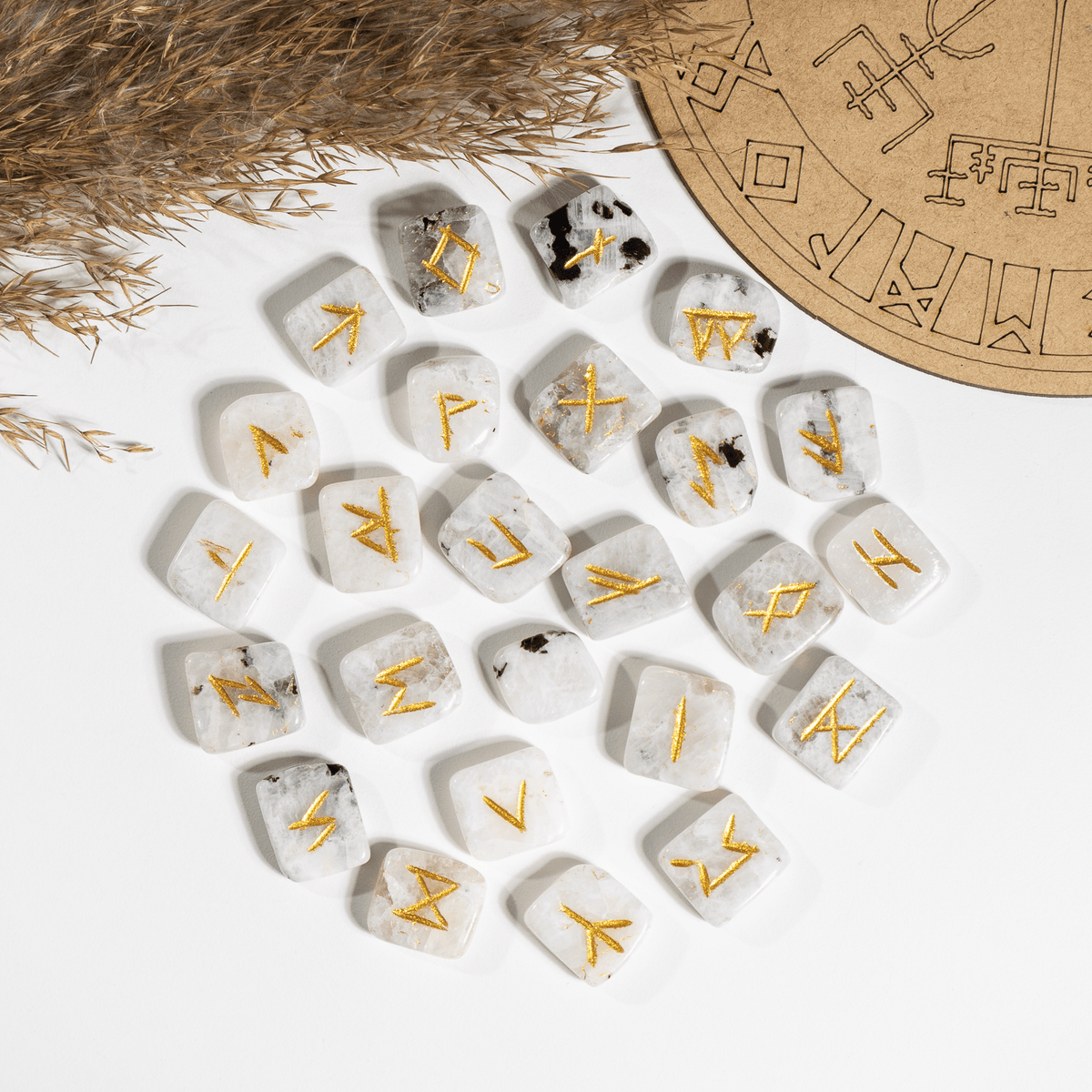 Futhark Rune Set | Rainbow Moonstone | Rune Casting
