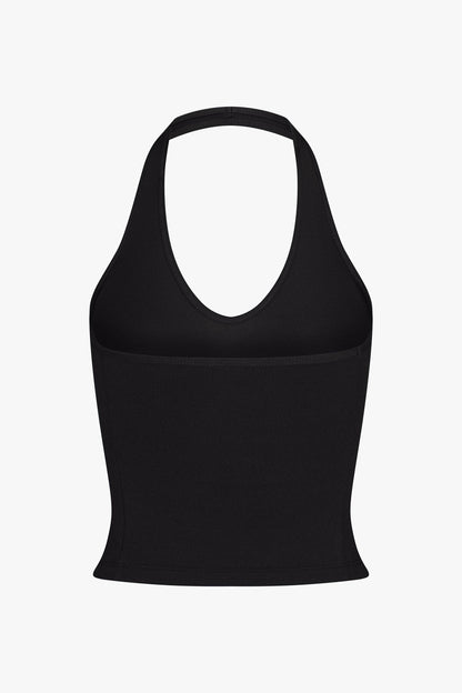 SPORTY HALTER TOP IN ONYX