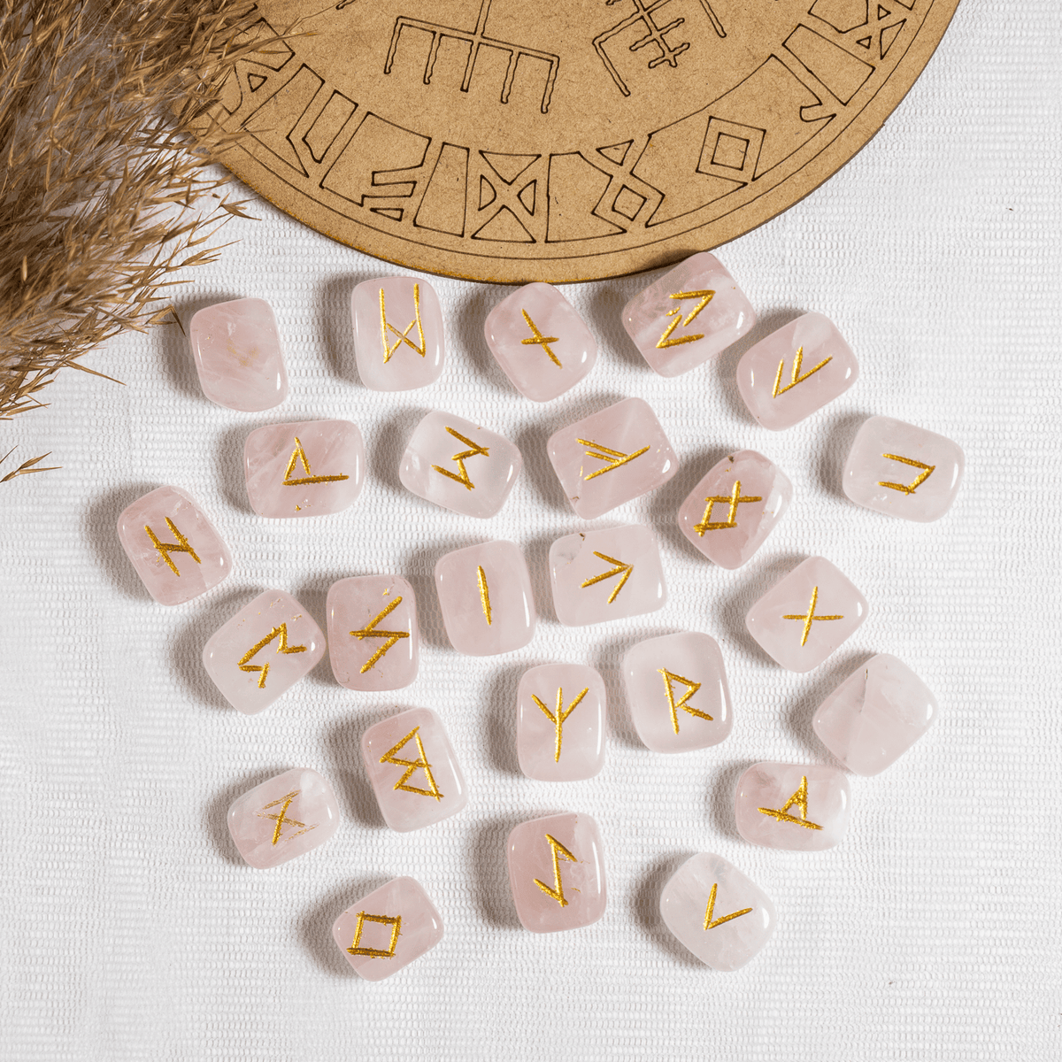 Rose Quartz Futhark Rune Set | Rune Stones | Crystal Runes