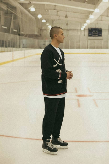 Good Days Rinkside Jacquard Knit Hockey Cardigan