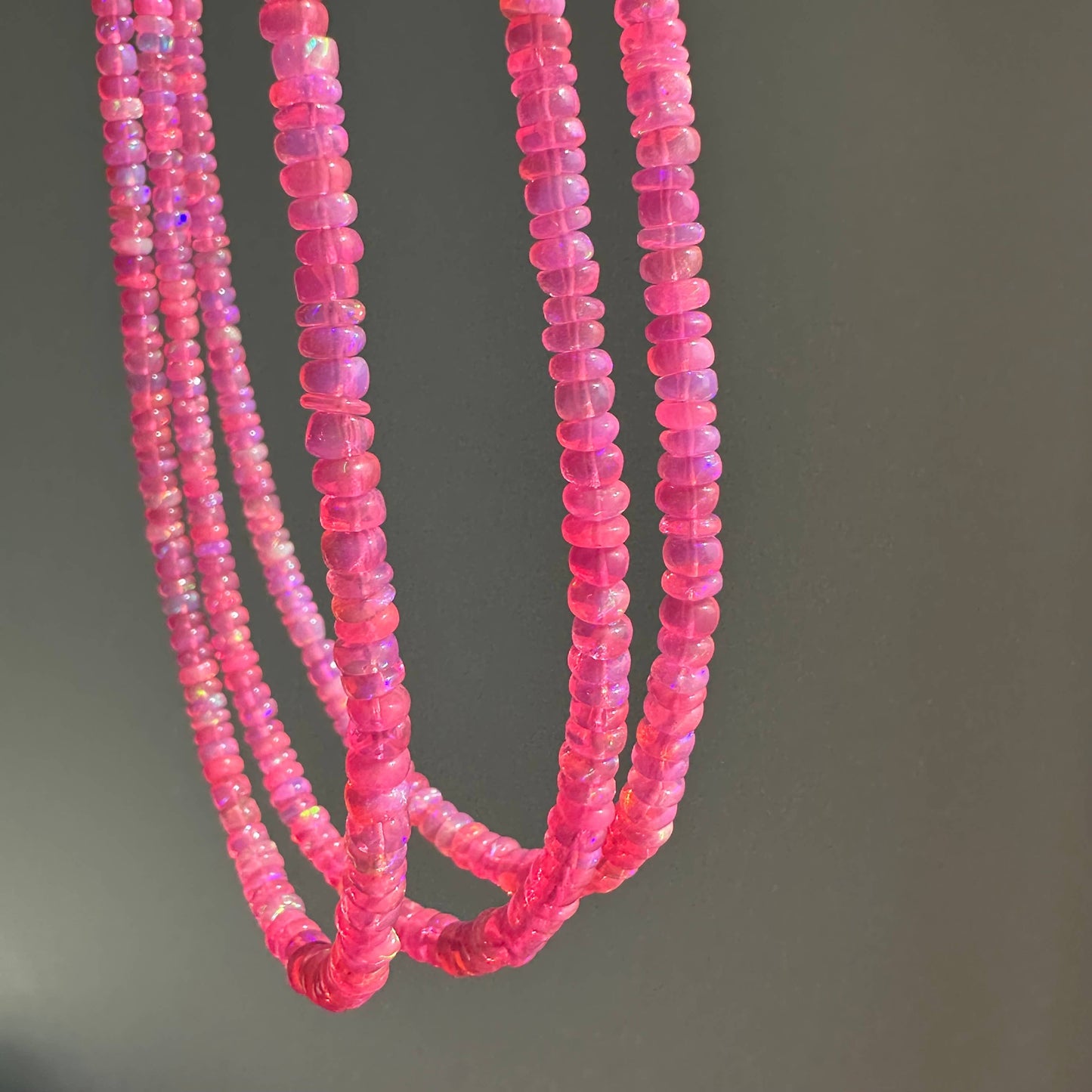 Anokhi Green Neon Pink Ethiopian Opal Necklace | Beaded Necklace | Opals
