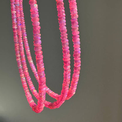 Anokhi Green Neon Pink Ethiopian Opal Necklace | Beaded Necklace | Opals