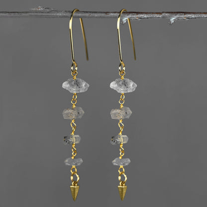 Four Herkimer Diamonds w/ Cast Cone Drop Earrings