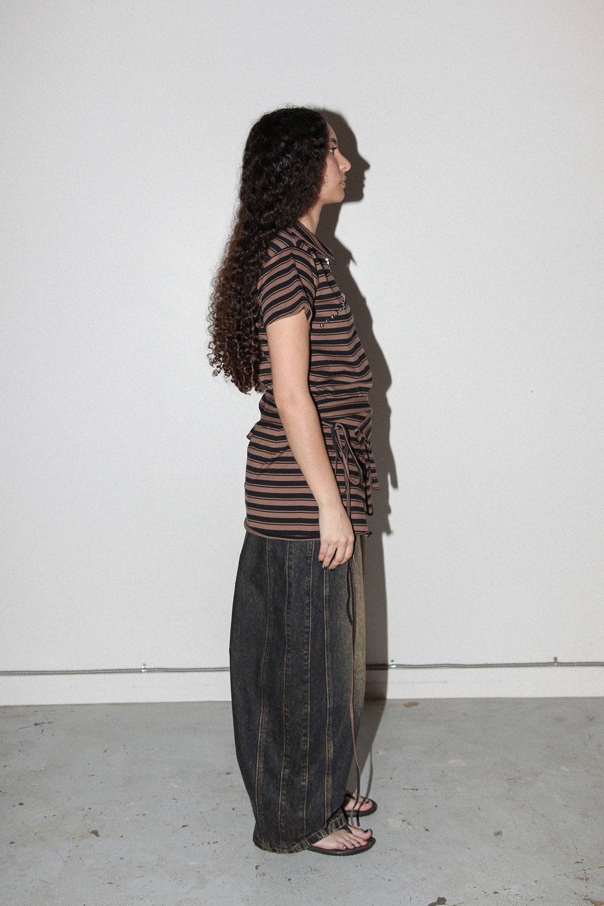 KKCo Wrap Peplum in Striped Mud