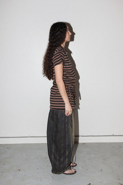 KKCo Wrap Peplum in Striped Mud