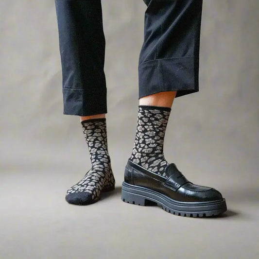 KLUE Glitter Lurex Leopard Socks