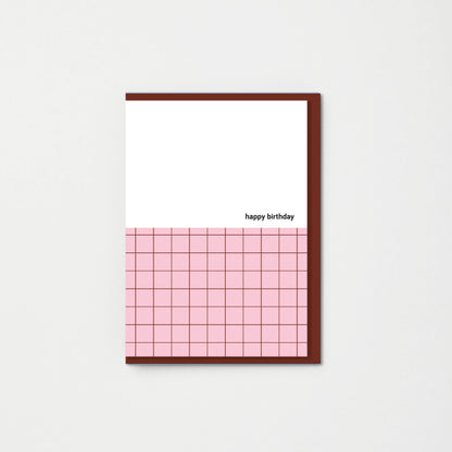 SPRING PINK HAPPY BIRTHDAY GRID GREETING CARD