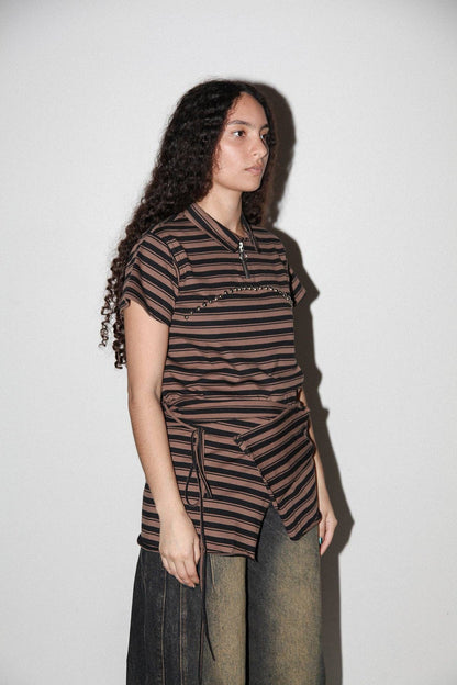 KKCo Wrap Peplum in Striped Mud