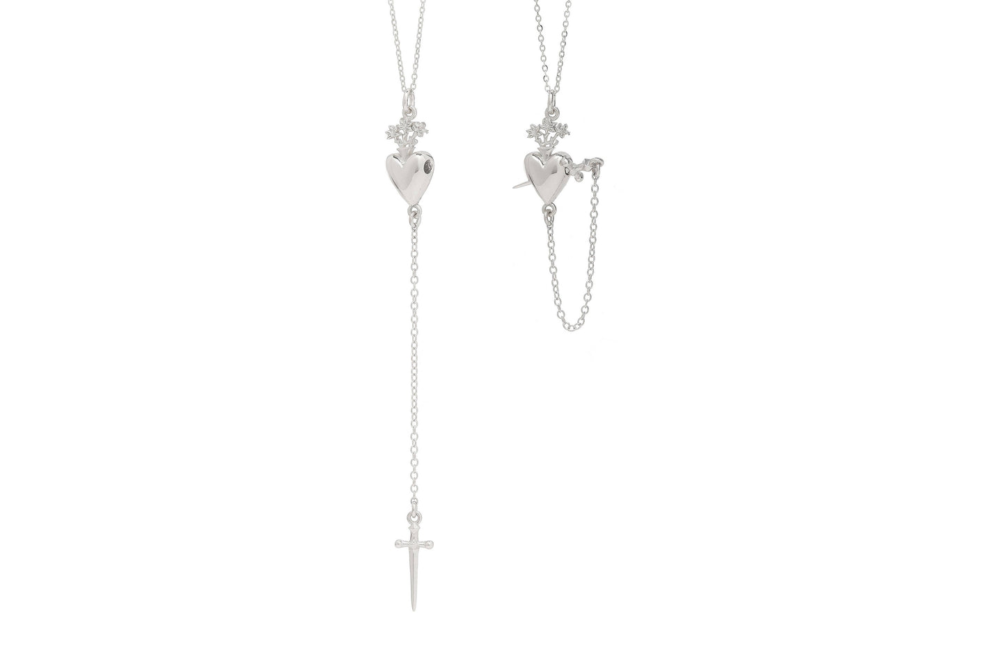 Sterling Silver Sacred Heart Drop